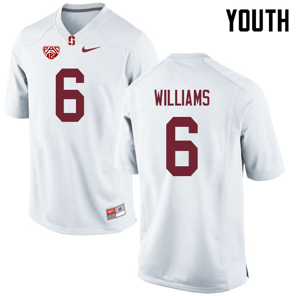 Youth #6 Reagan Williams Stanford Cardinal College Football Jerseys Sale-White - Click Image to Close